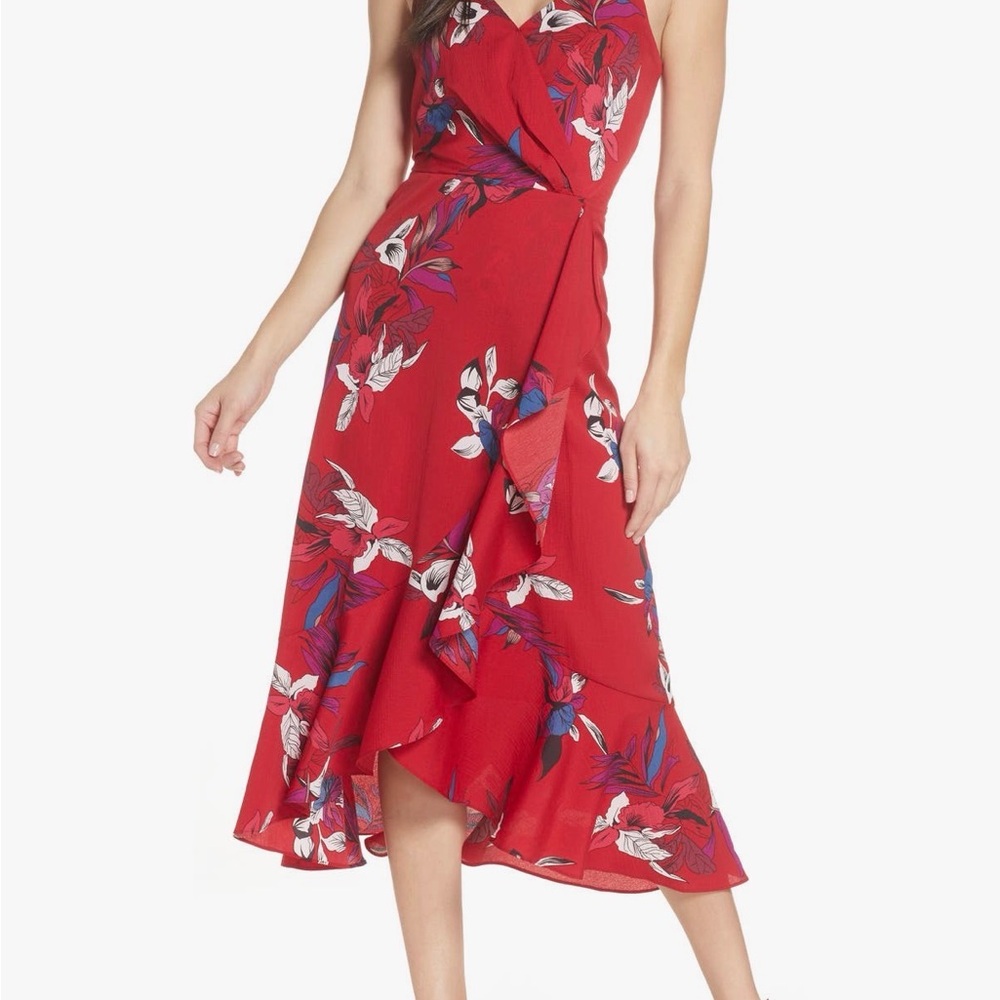Chelsea28 Faux Wrap Floral Midi Dress